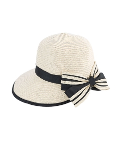 Fashion Straw Hat with Bowknot HA320139 LIGHT TAN